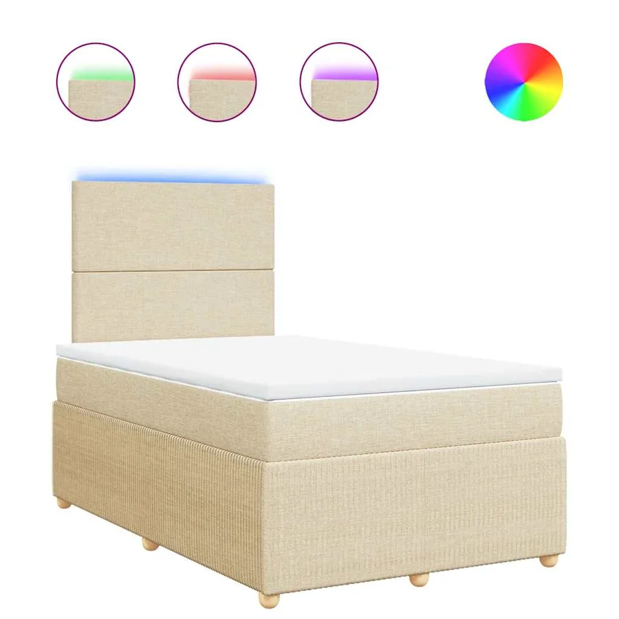 Sommier à lattes de lit avec matelas Crème 120x200 cm Tissu - 2