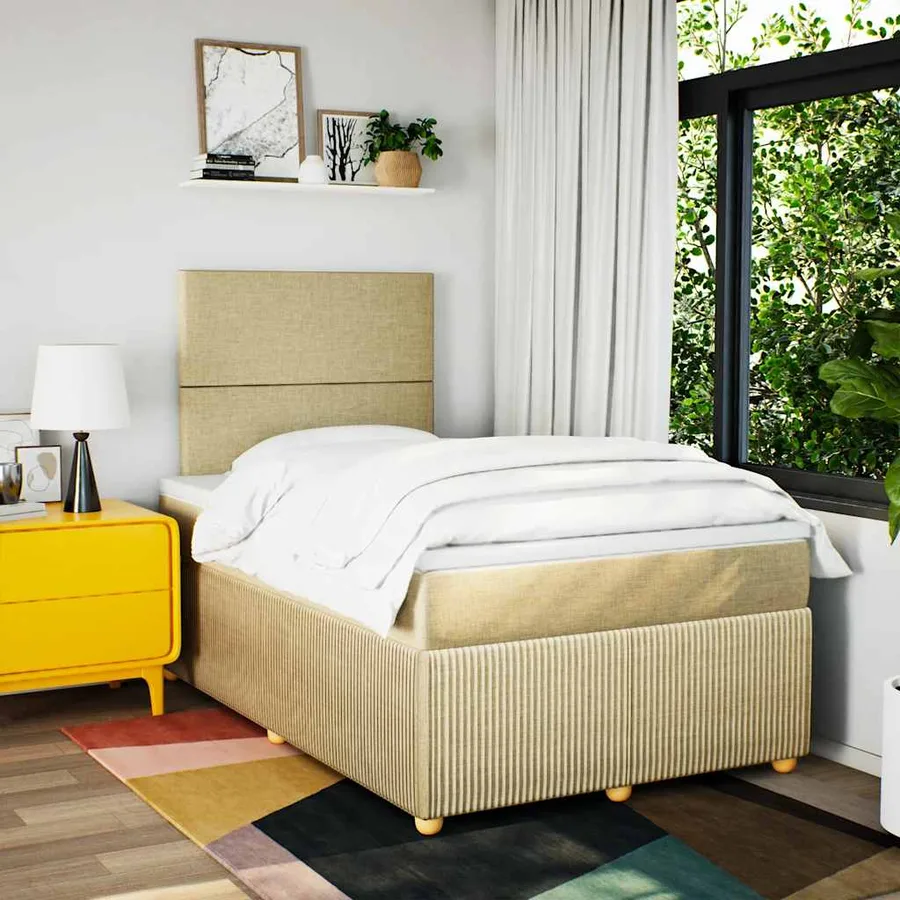 Sommier à lattes de lit avec matelas Crème 120x200 cm Tissu - 4