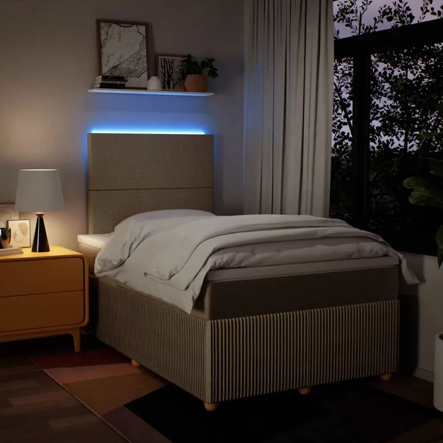 Sommier à lattes de lit avec matelas Crème 120x200 cm Tissu - 5