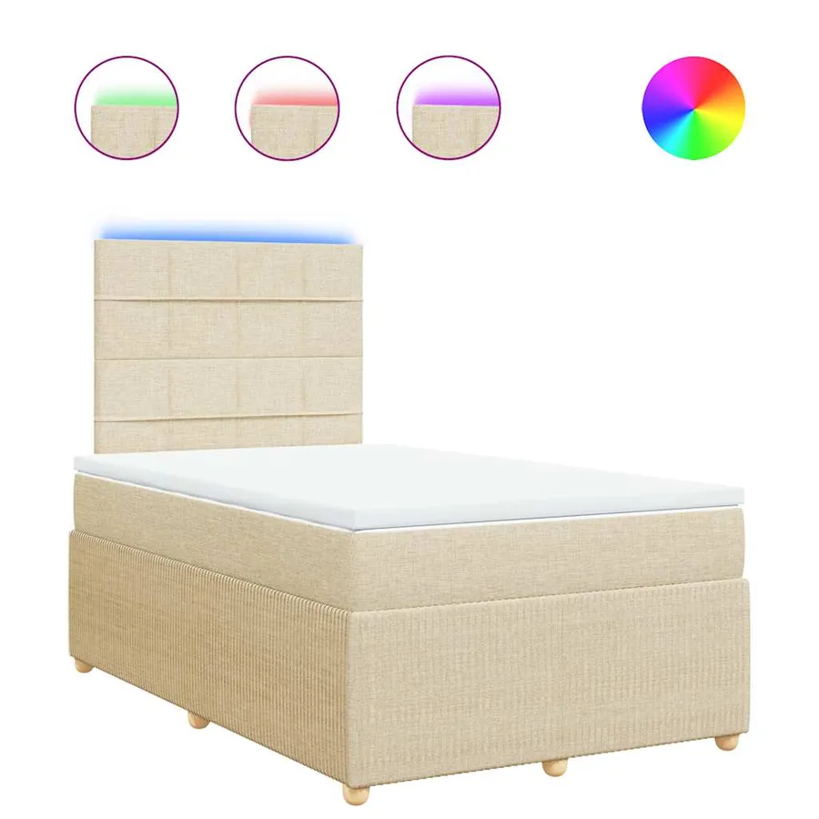Sommier à lattes de lit avec matelas Crème 120x200 cm Tissu - 2