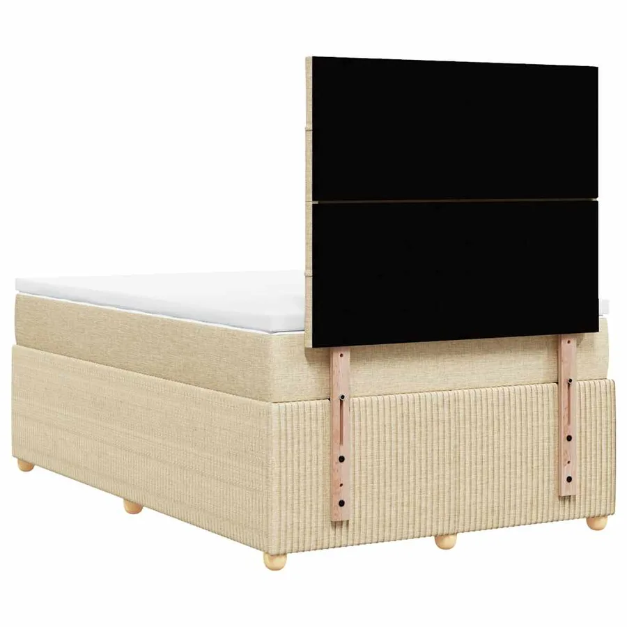 Sommier à lattes de lit avec matelas Crème 120x200 cm Tissu - 8