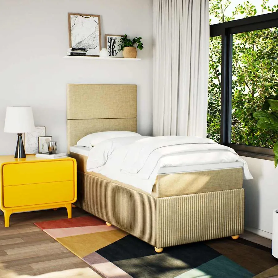 Sommier à lattes de lit avec matelas Crème 80x200 cm Tissu - 5