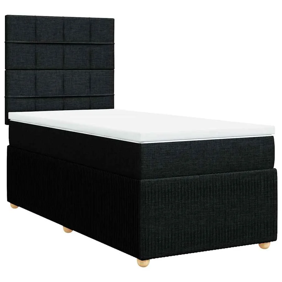Sommier à lattes de lit et matelas Noir 80x200 cm Tissu - 2
