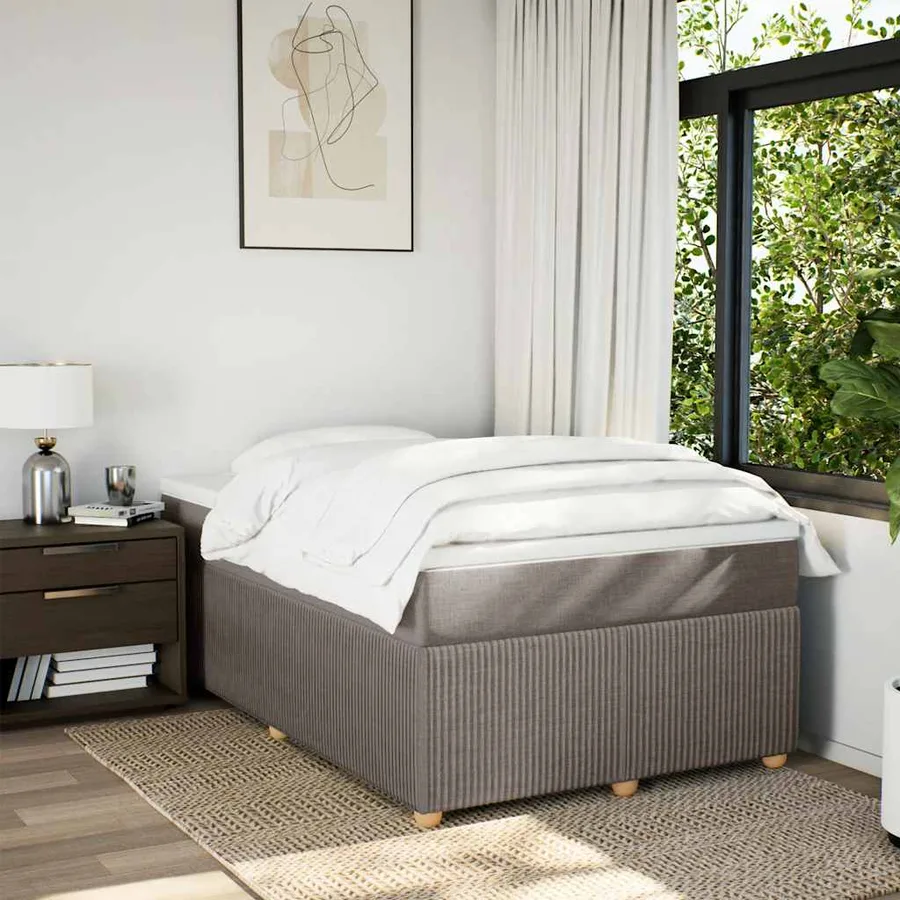 Sommier à lattes de lit avec matelas Taupe 120x200 cm Tissu - 3