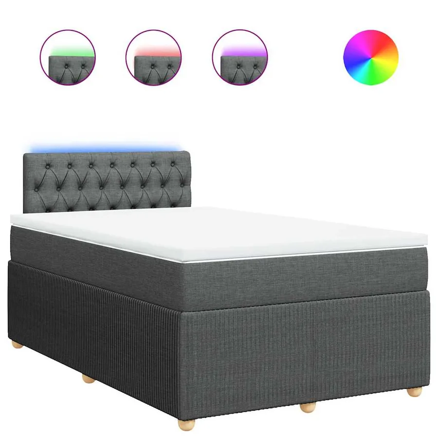 Sommier à lattes de lit avec matelas Gris foncé 120x200cm Tissu - 2