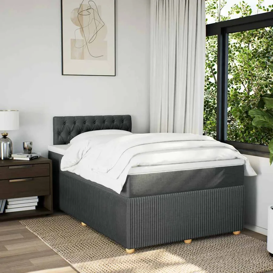 Sommier à lattes de lit avec matelas Gris foncé 120x200cm Tissu - 4