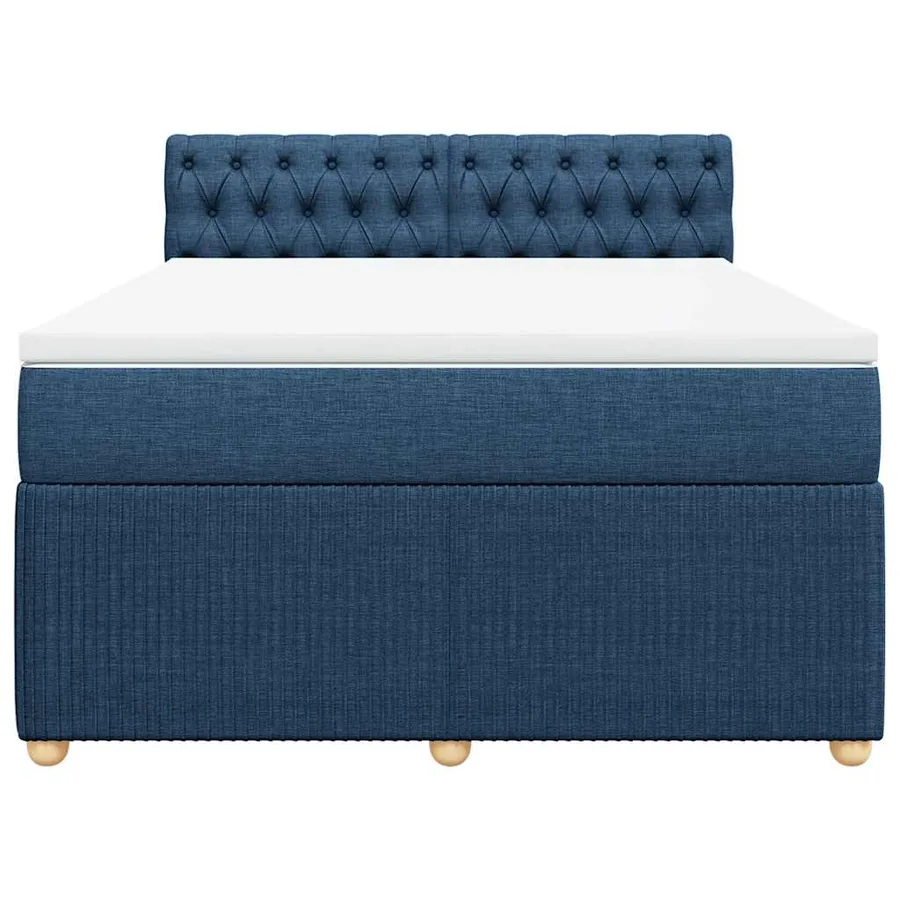 Sommier à lattes de lit avec matelas Bleu 140x190 cm Tissu - 4