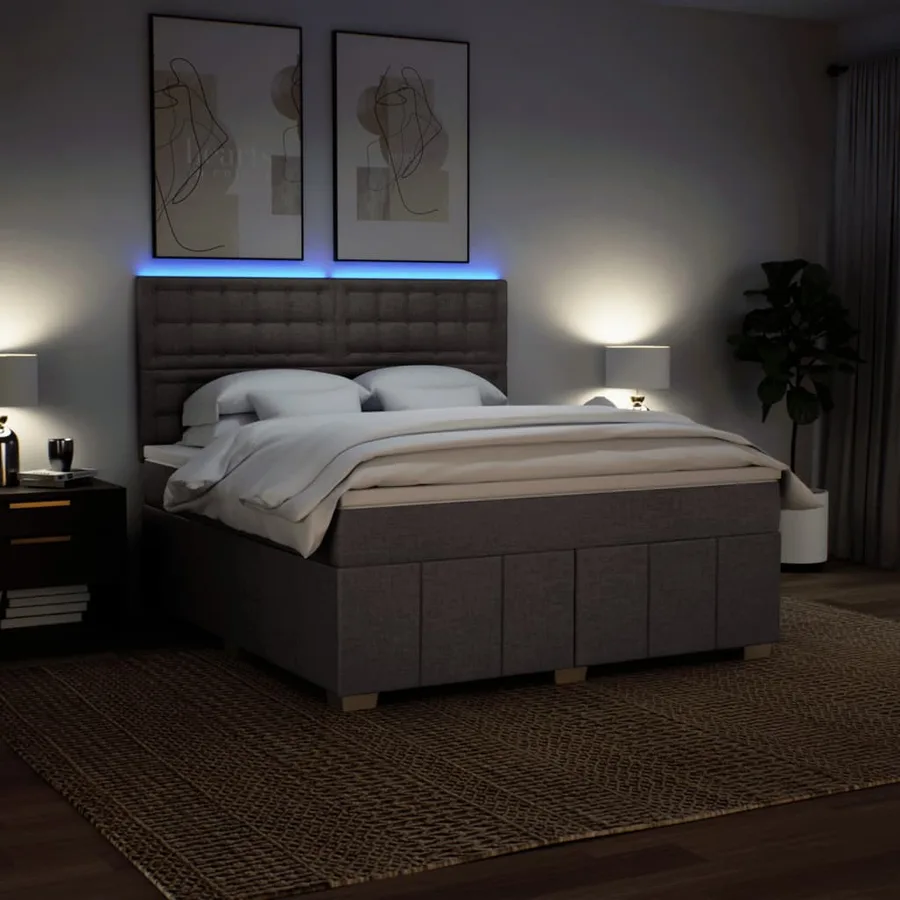 Sommier à lattes de lit avec matelas Taupe 180x200 cm Tissu - 4
