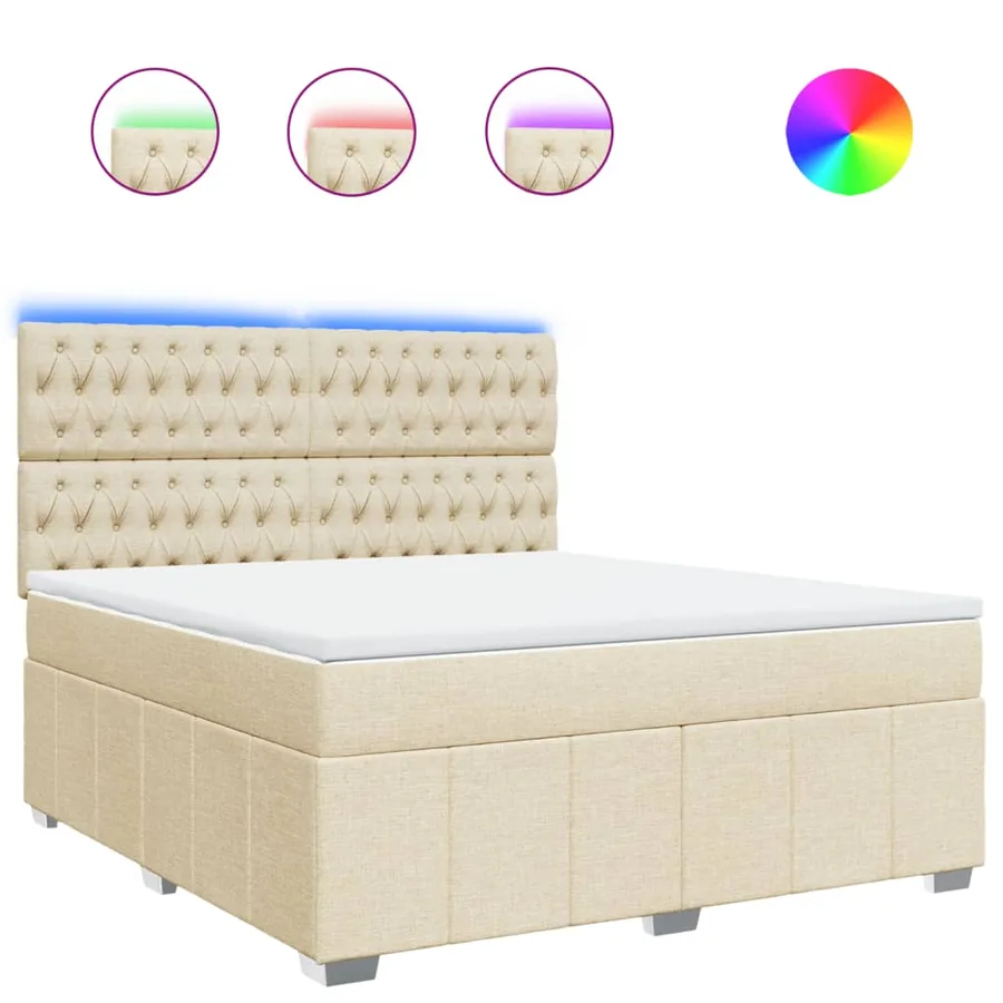 Sommier à lattes de lit avec matelas Crème 180x200 cm Tissu - 2