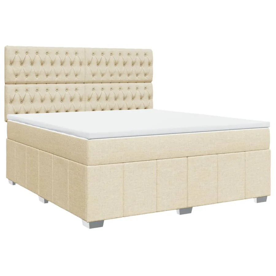 Sommier à lattes de lit avec matelas Crème 180x200 cm Tissu - 3