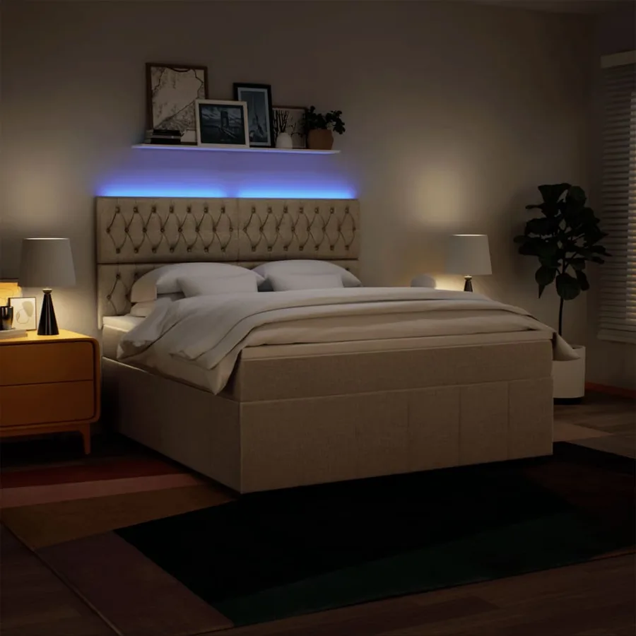Sommier à lattes de lit avec matelas Crème 180x200 cm Tissu - 4