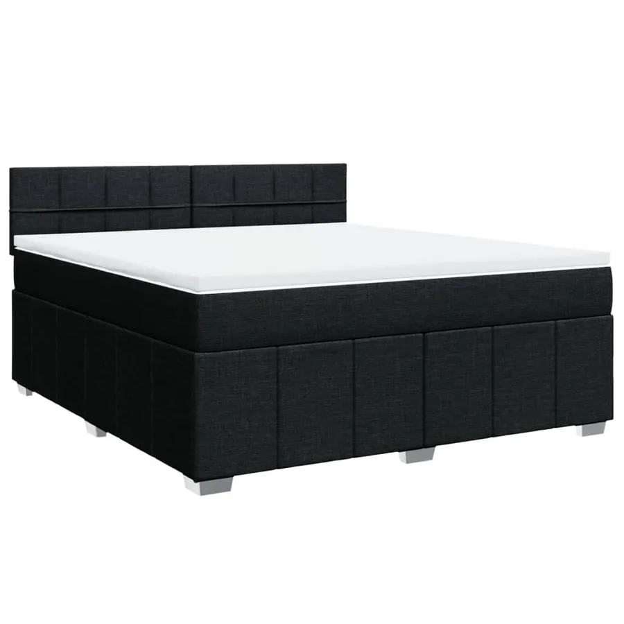Sommier à lattes de lit avec matelas Noir 180x200 cm Tissu - 2