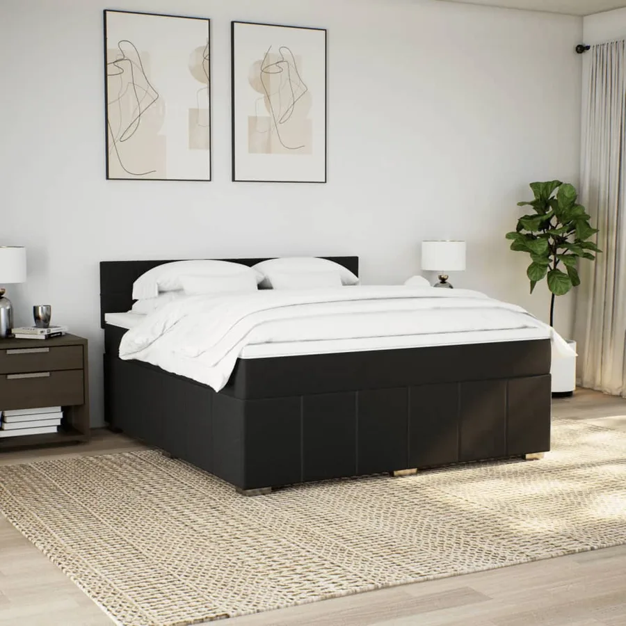 Sommier à lattes de lit avec matelas Noir 180x200 cm Tissu - 3