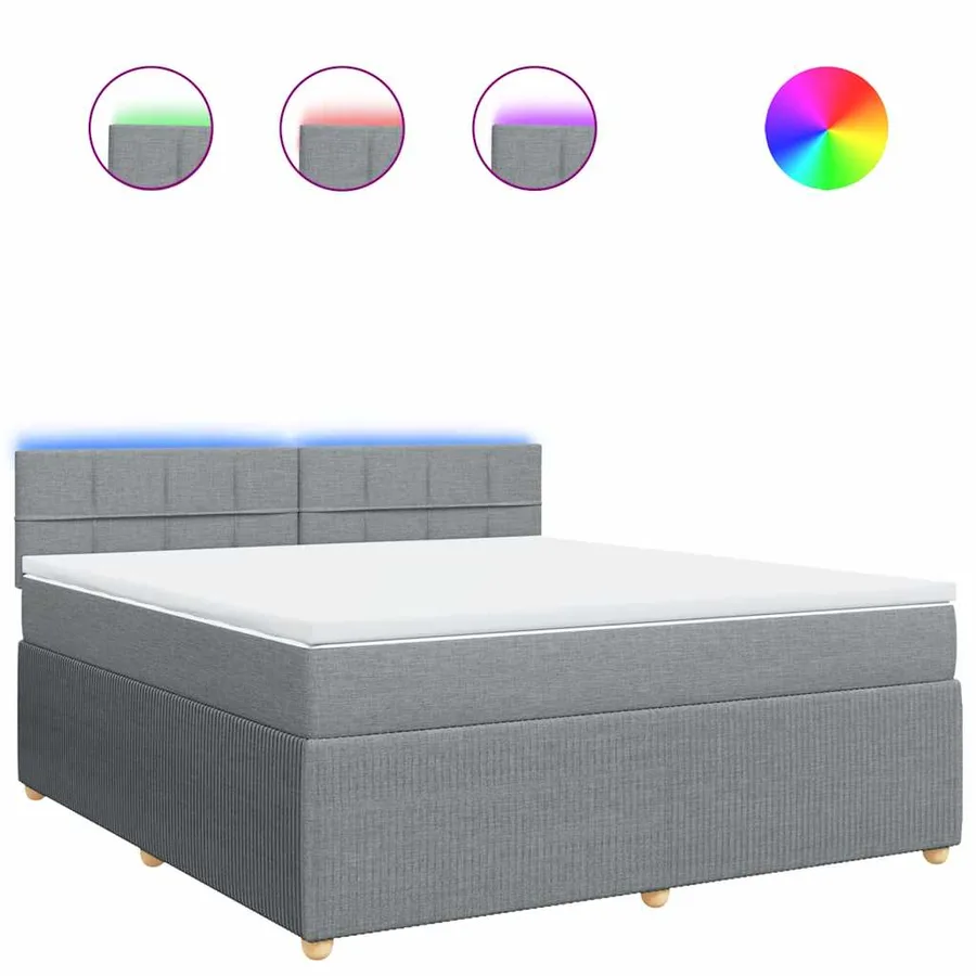 Sommier à lattes de lit avec matelas Gris clair 180x200cm Tissu - 2