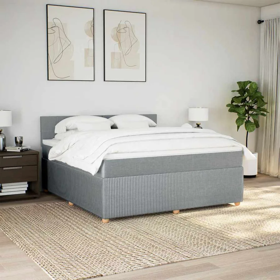 Sommier à lattes de lit avec matelas Gris clair 180x200cm Tissu - 4