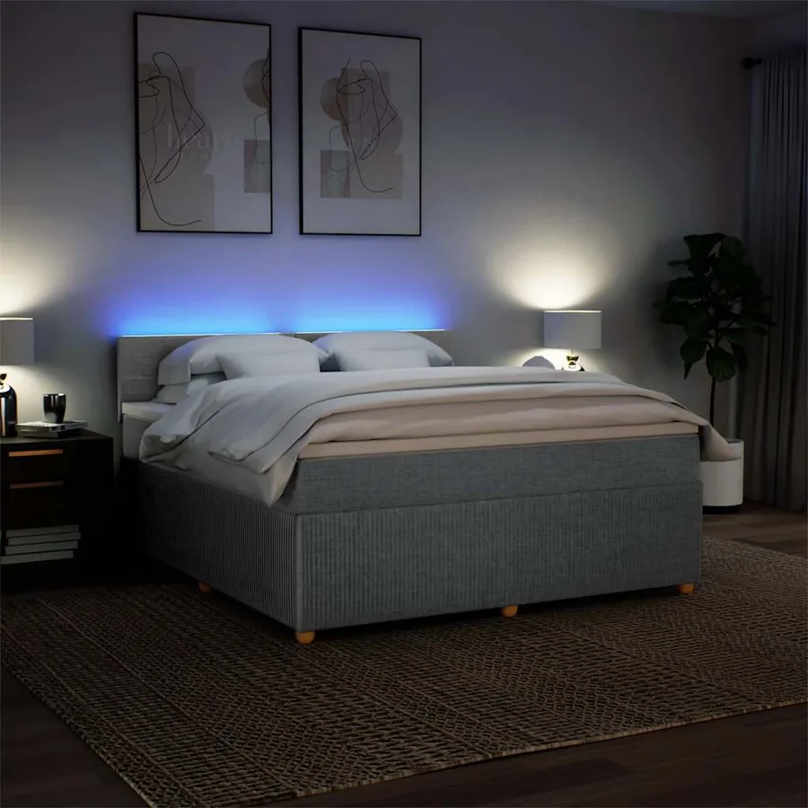 Sommier à lattes de lit avec matelas Gris clair 180x200cm Tissu - 5
