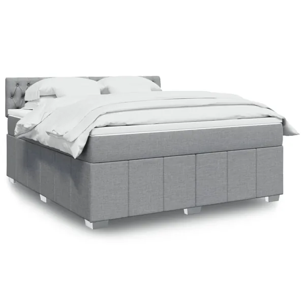 Sommier à lattes de lit avec matelas Gris clair 180x200cm Tissu