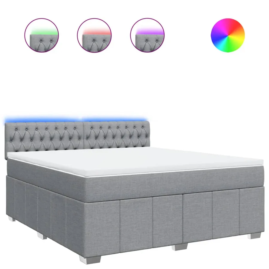 Sommier à lattes de lit avec matelas Gris clair 180x200cm Tissu - 2