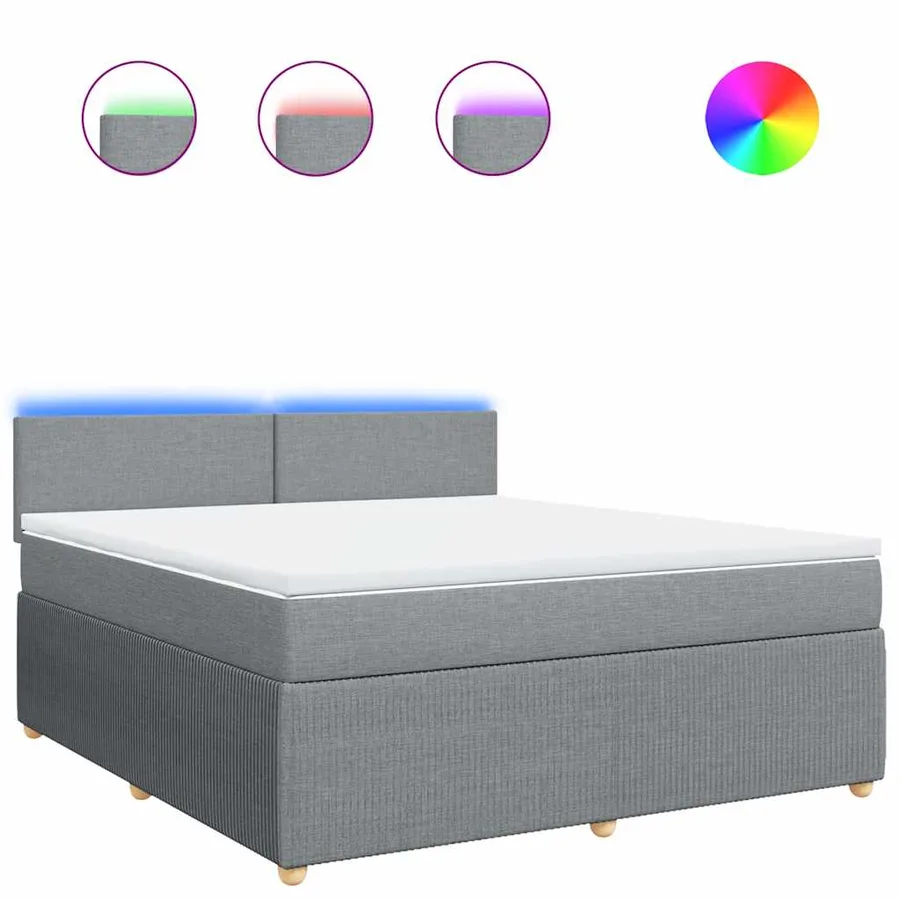 Sommier à lattes de lit avec matelas Gris clair 180x200cm Tissu - 2