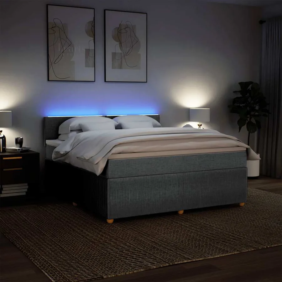 Sommier à lattes de lit avec matelas Gris clair 180x200cm Tissu - 5
