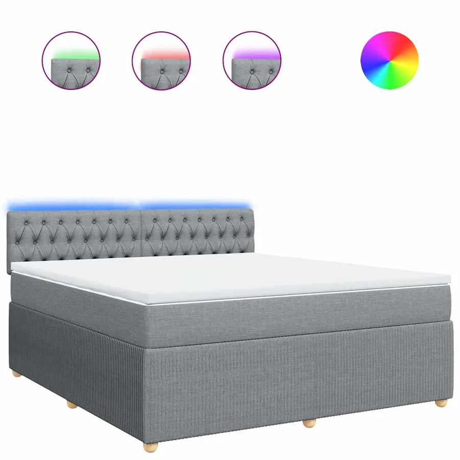 Sommier à lattes de lit avec matelas Gris clair 180x200cm Tissu - 2