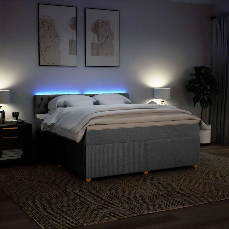 Sommier à lattes de lit avec matelas Gris clair 180x200cm Tissu - 5