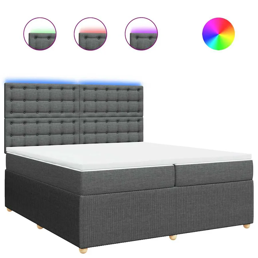 Sommier à lattes de lit avec matelas Gris foncé 200x200cm Tissu - 2