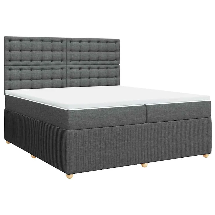 Sommier à lattes de lit avec matelas Gris foncé 200x200cm Tissu - 3