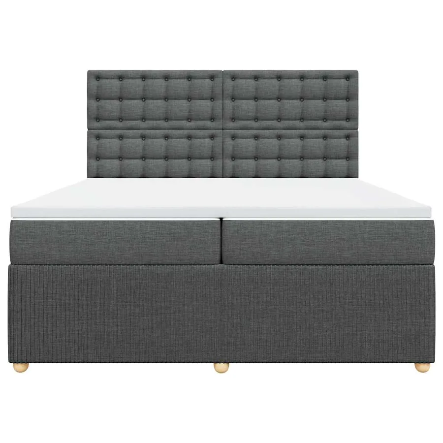 Sommier à lattes de lit avec matelas Gris foncé 200x200cm Tissu - 6