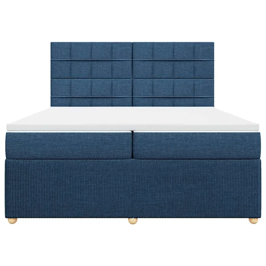 Sommier à lattes de lit avec matelas Bleu 200x200 cm Tissu - 4