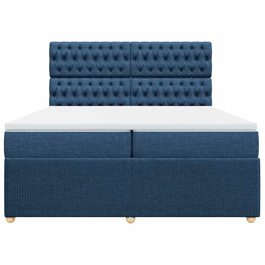 Sommier à lattes de lit avec matelas Bleu 200x200 cm Tissu - 4