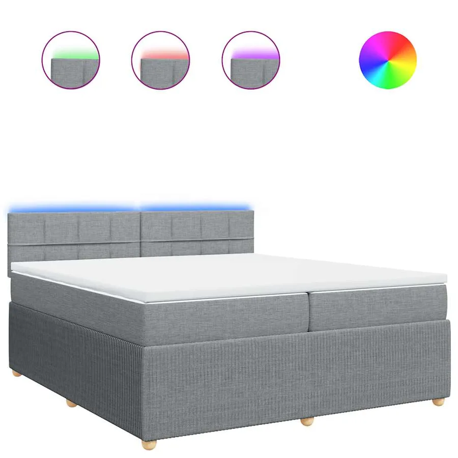 Sommier à lattes de lit avec matelas Gris clair 200x200cm Tissu - 2