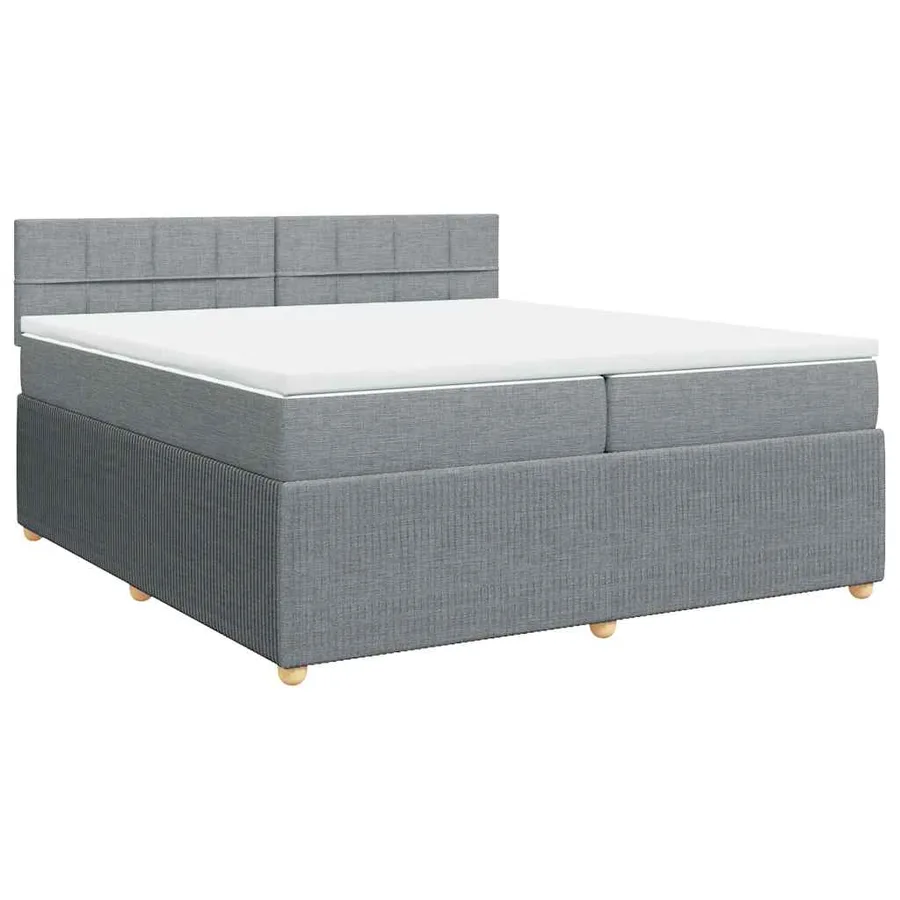 Sommier à lattes de lit avec matelas Gris clair 200x200cm Tissu - 3
