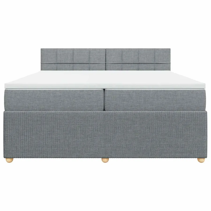 Sommier à lattes de lit avec matelas Gris clair 200x200cm Tissu - 6