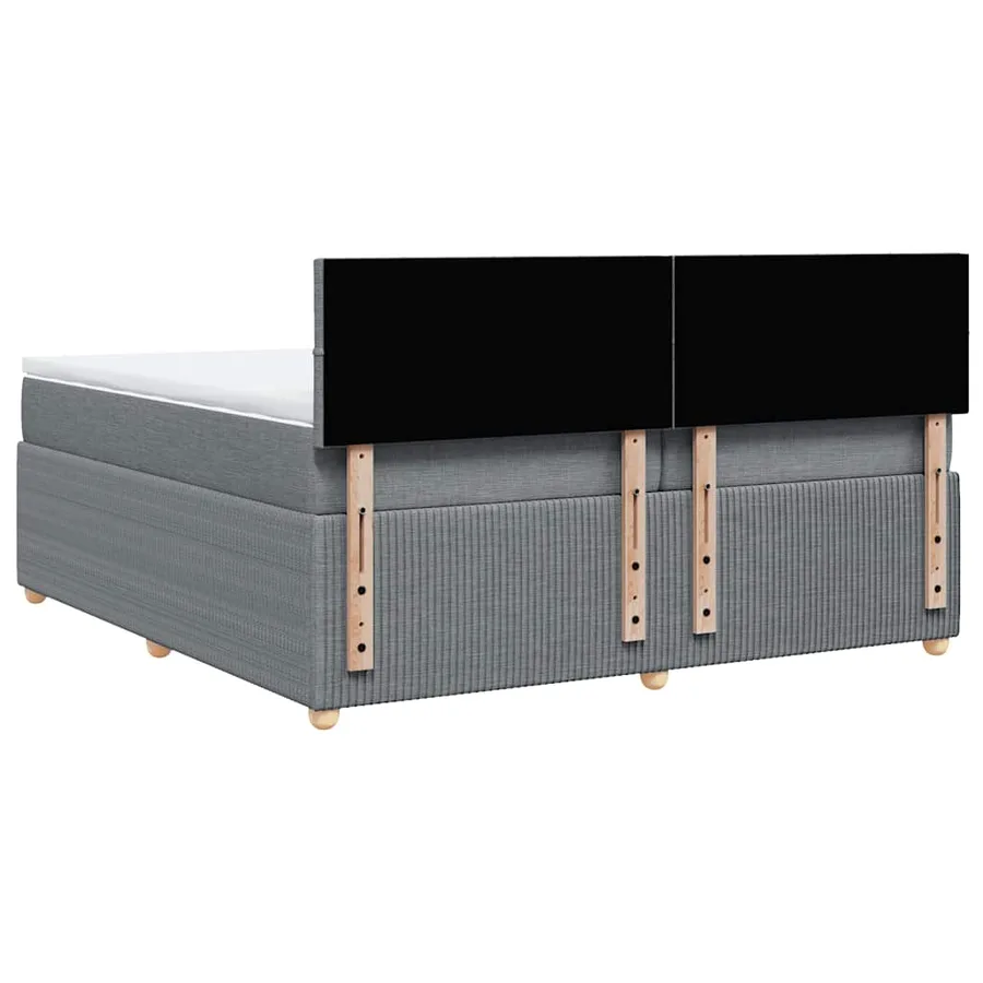Sommier à lattes de lit avec matelas Gris clair 200x200cm Tissu - 8