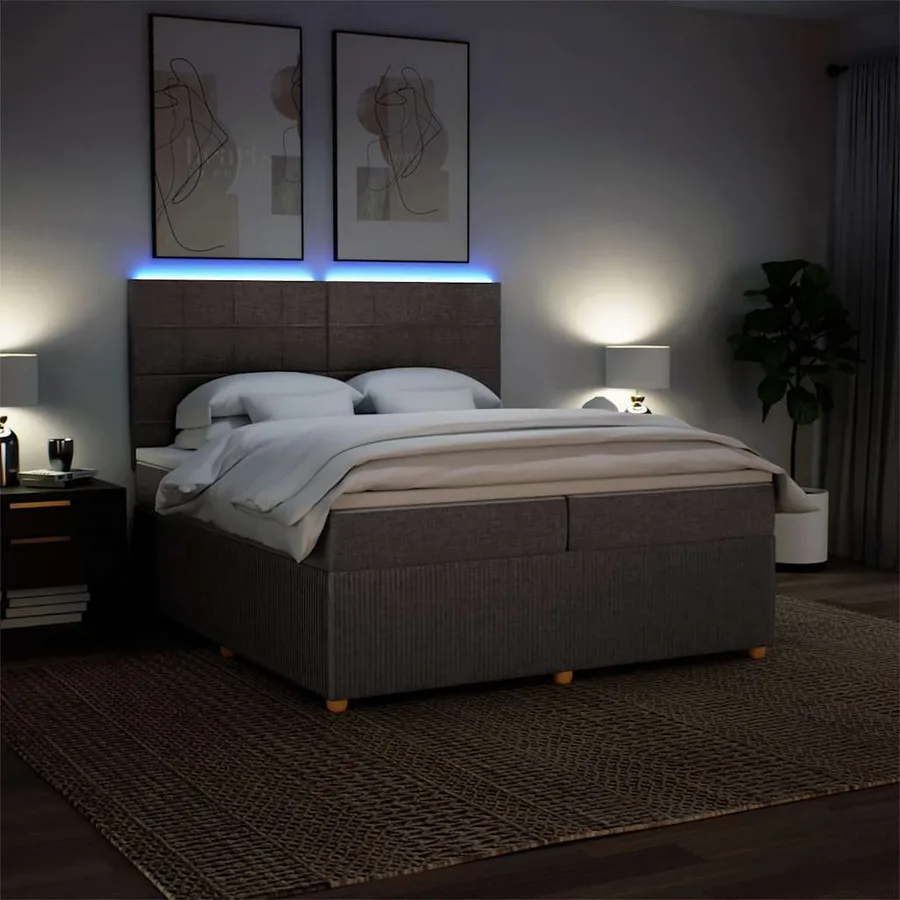 Sommier à lattes de lit avec matelas Taupe 200x200 cm Tissu - 4