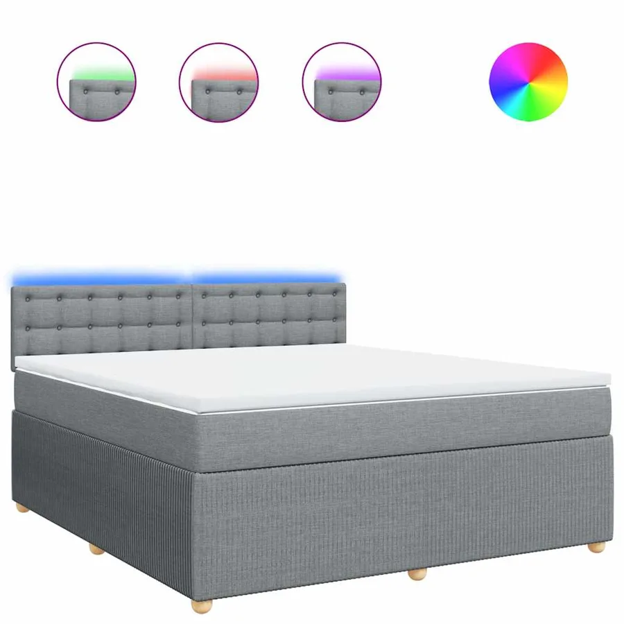 Sommier à lattes de lit avec matelas Gris clair 180x200cm Tissu - 2
