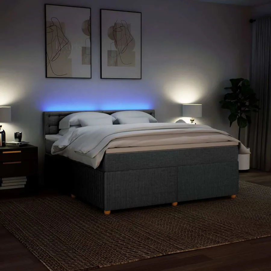 Sommier à lattes de lit avec matelas Gris clair 180x200cm Tissu - 5