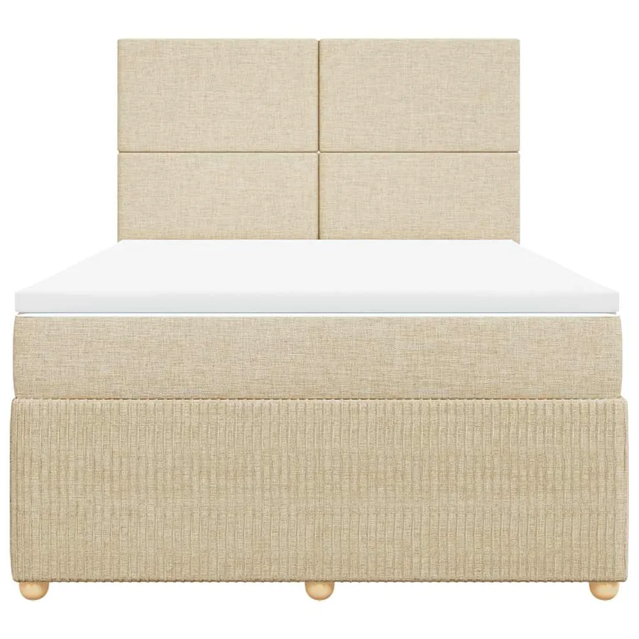 Sommier à lattes de lit avec matelas Crème 140x190 cm Tissu - 6