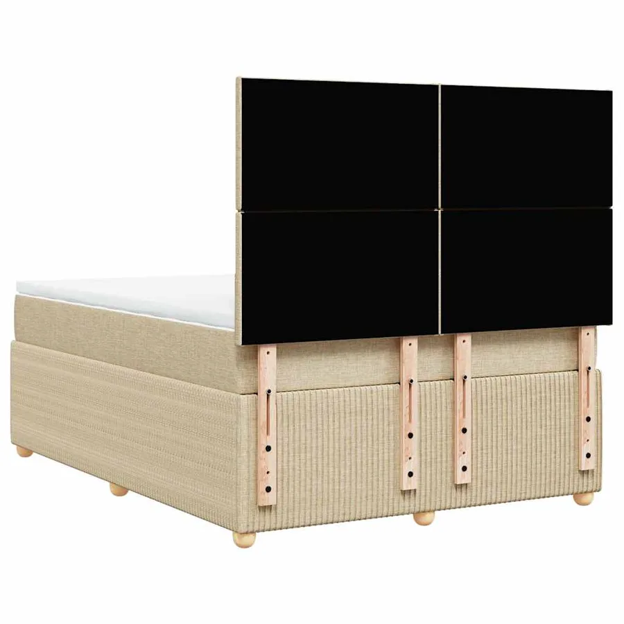 Sommier à lattes de lit avec matelas Crème 140x190 cm Tissu - 8