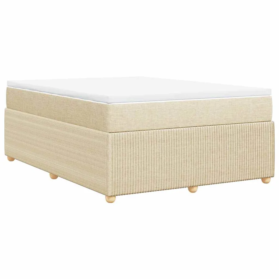 Sommier à lattes de lit avec matelas Crème 140x190 cm Tissu - 6