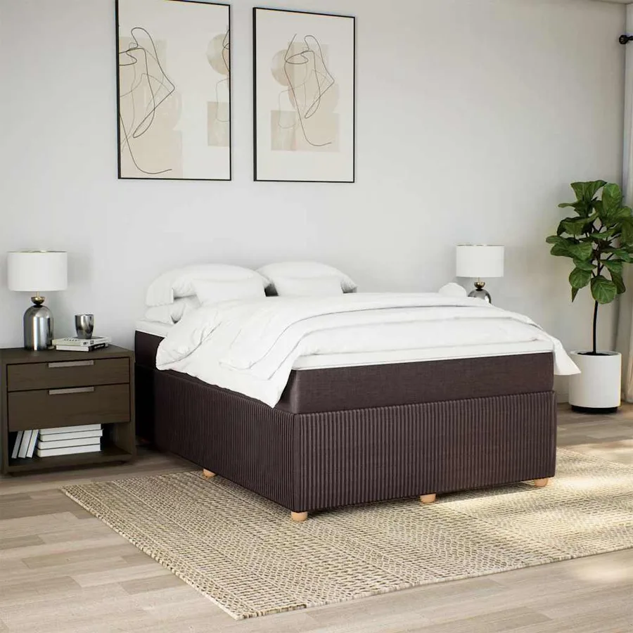 Sommier à lattes de lit avec matelas Marron foncé 140x190 cm - 3