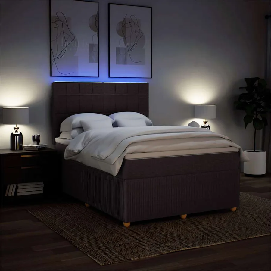Sommier à lattes de lit avec matelas Marron foncé 140x190 cm - 4