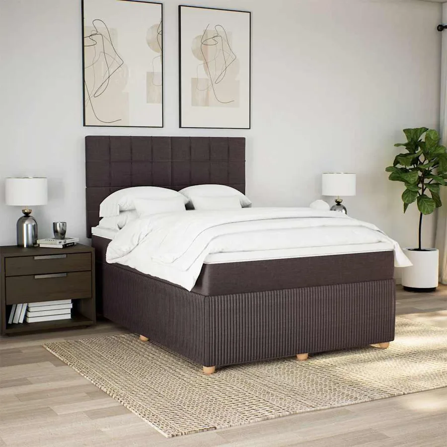 Sommier à lattes de lit avec matelas Marron foncé 140x190 cm - 5