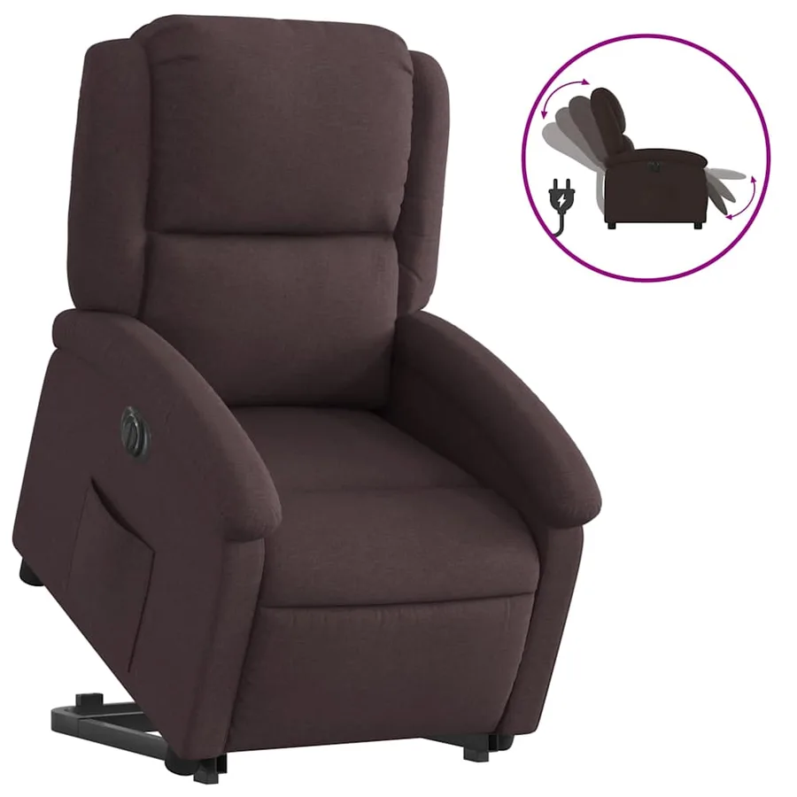 Fauteuil inclinable électrique marron foncé tissu - 2