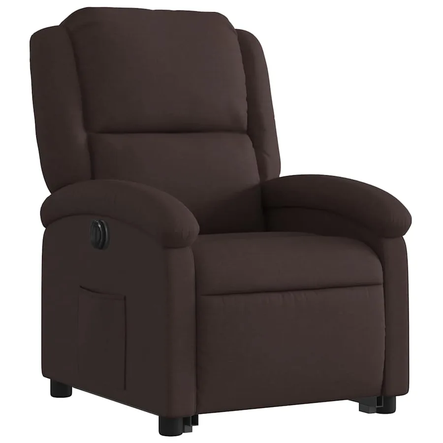 Fauteuil inclinable électrique marron foncé tissu - 4