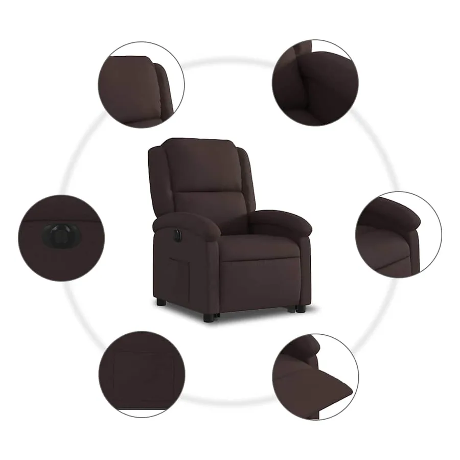 Fauteuil inclinable électrique marron foncé tissu - 8
