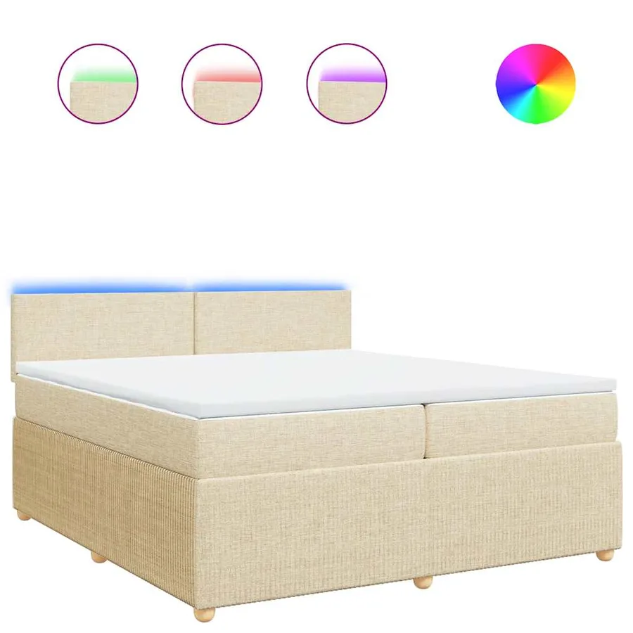 Sommier à lattes de lit avec matelas Crème 200x200 cm Tissu - 2