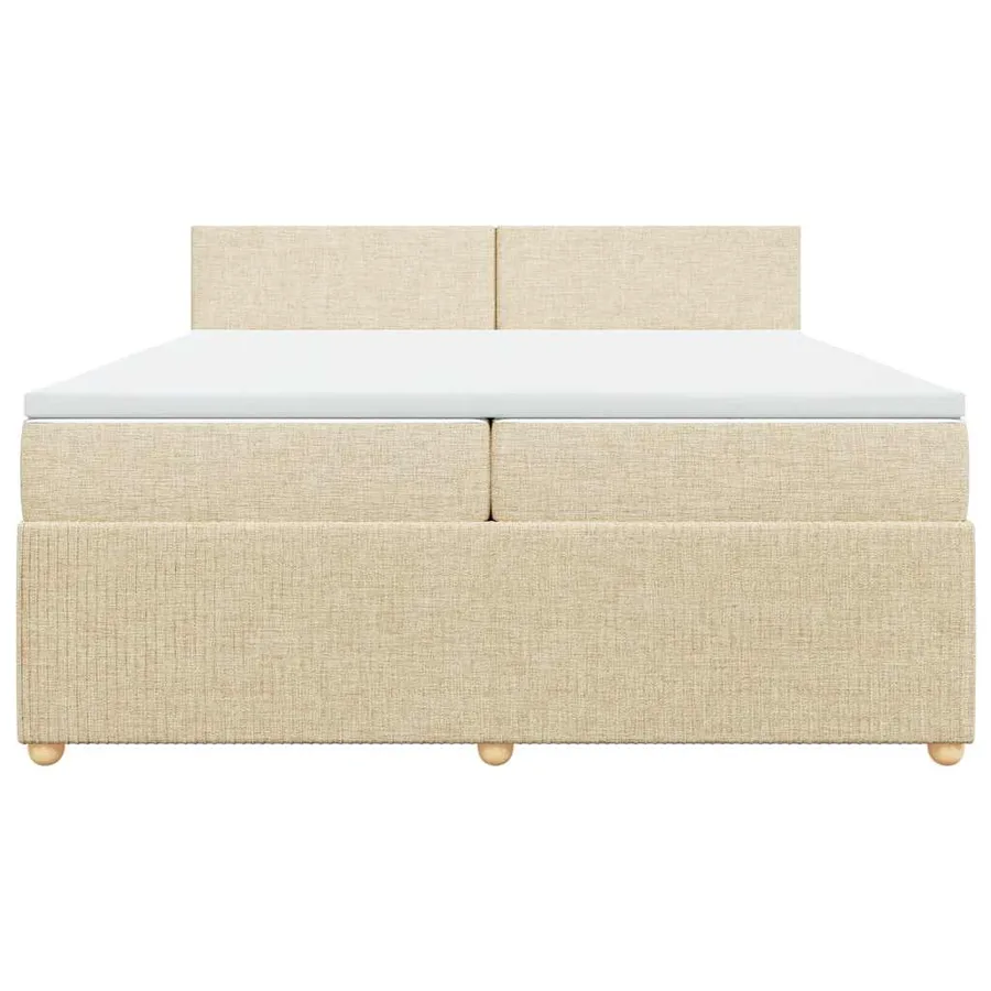 Sommier à lattes de lit avec matelas Crème 200x200 cm Tissu - 6