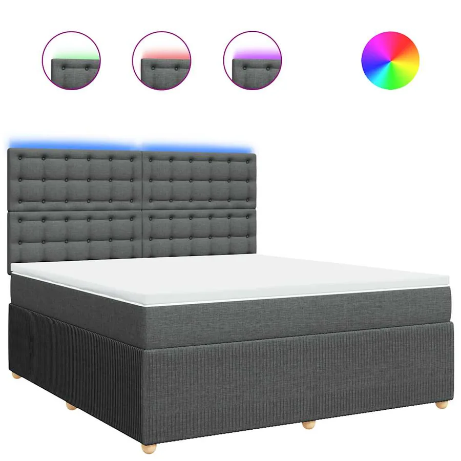 Sommier à lattes de lit avec matelas Gris foncé 180x200cm Tissu - 2